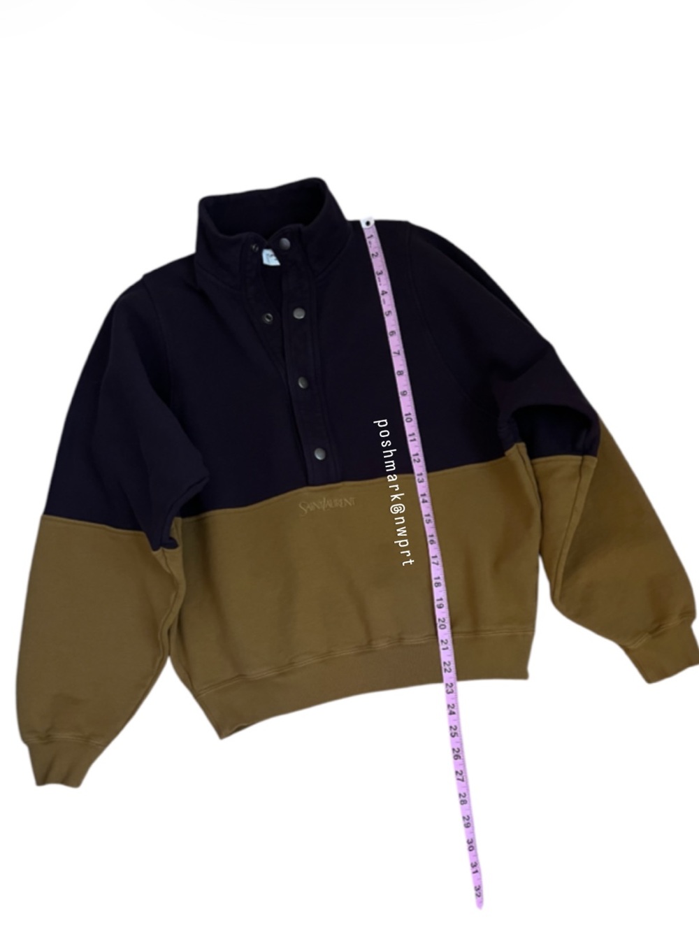 Saint Laurent 💯 Bicolor Funnel Neck Pullover Track Jacket Maroon Mustard XS 0 2 - Picture 12 of 16